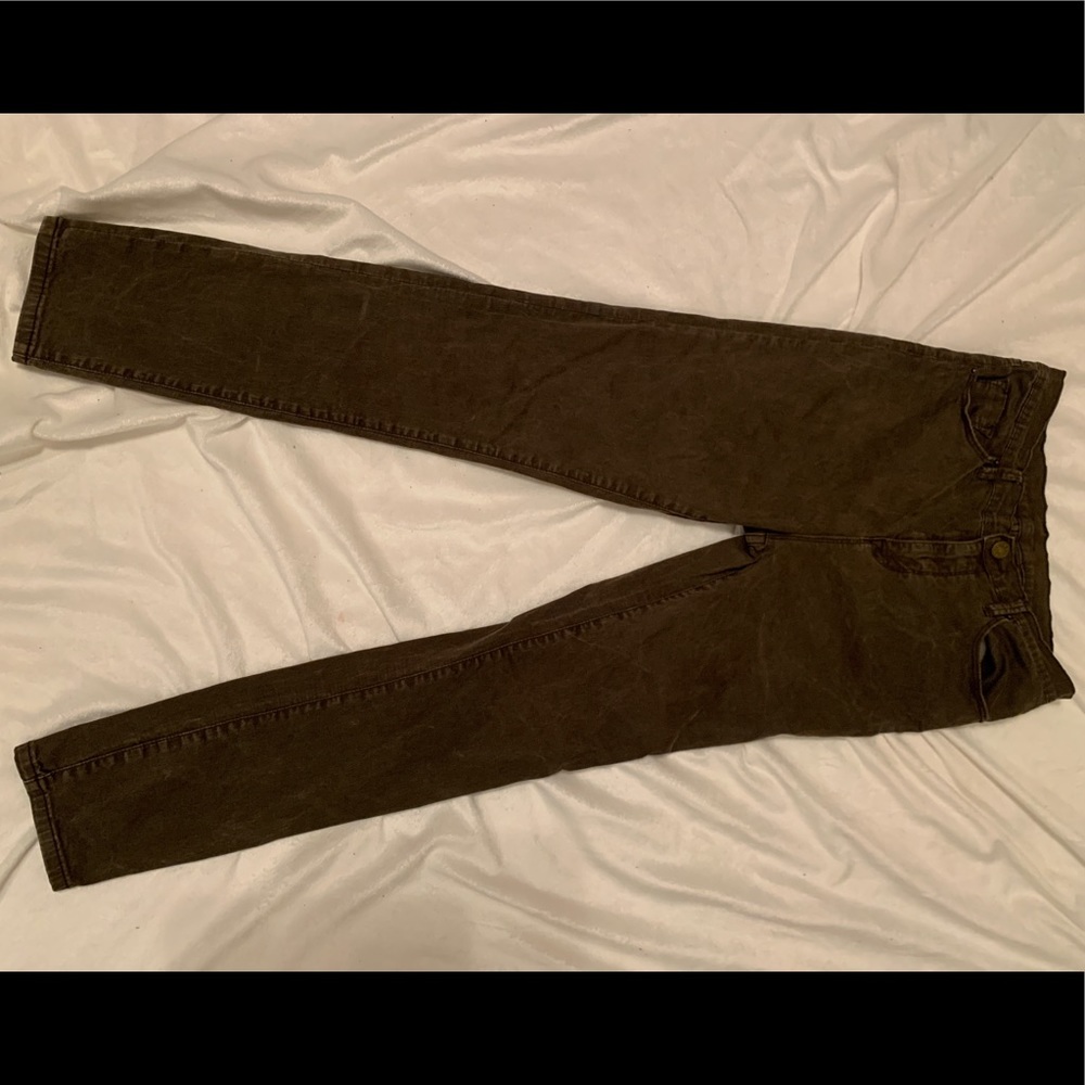 High rise olive skinny pants
